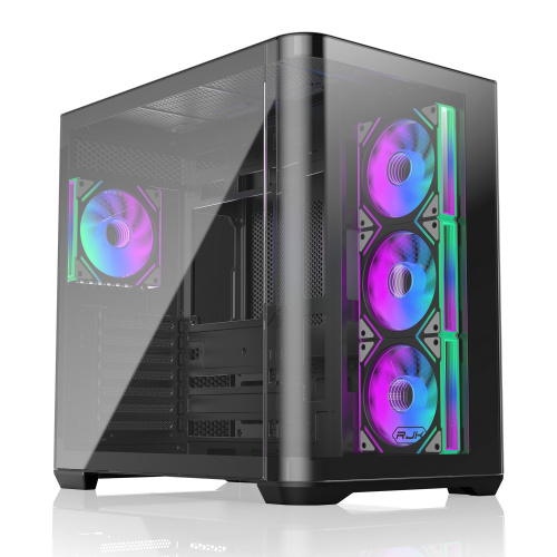 Корпус RAIJINTEK ATREUS BT4 (0R20B00255) без БП, Midi-Tower, TG, 4x120mm ARGB, 2xUSB-A 3.0 + 1xUSB Type-C, E-ATX, ATX, mITX Black