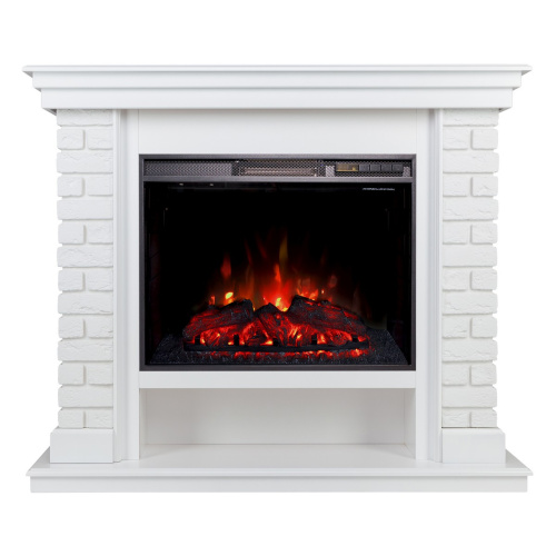 Электрокамин RealFlame Brixton 25,5 WT белый с очагом Sparta 25,5 LED