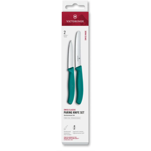 Набор ножей кухонных Victorinox Swiss Classic 6.7114.2C1 для чистки овощей и фруктов компл. 2предм. зеленый европодвес