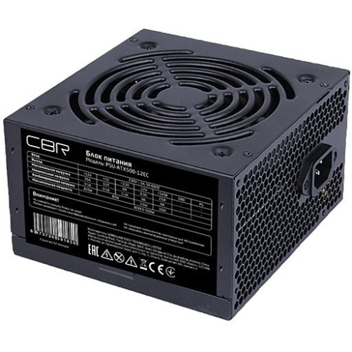 Блок питания CBR PSU-ATX500-12EC ATX, 500W, 20+4pin/1*4+4pin/1*6pin/2*IDE/4*SATA, 12cm fan, black