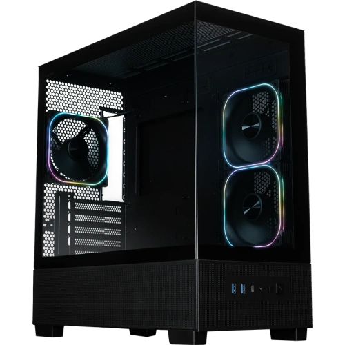 Корпус XASTRA Q500M 3ARGB-FG-C10-UC Black (Q500M-3FG12A-C10-UC) mATX/Aquarium/Screewless/ 3x120mm ARGB PWM FG fans/Argb+PWM HUB 10port/ Type-C