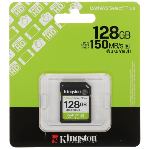 Карта памяти Kingston Canvas Select Plus SDS3/128GB SDXC 128GB V10 w/o adapter