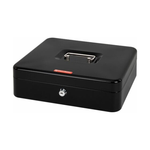 Ящик для денег BRAUBERG 291348 90х240х300мм, ключевой замок, черный