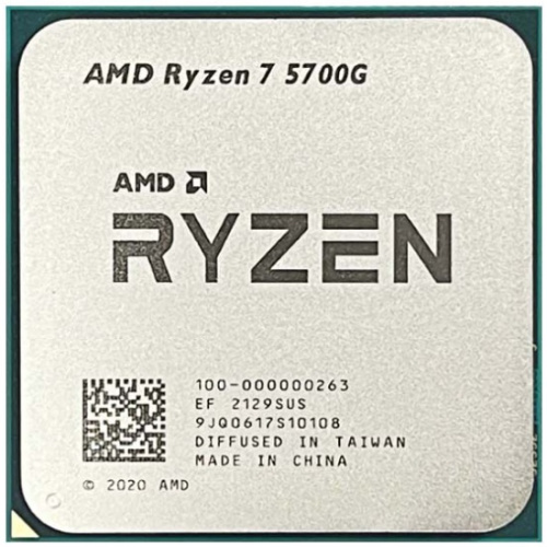 Процессор AMD Ryzen 7 5700G 100-000000263 3.8GHz, 8 cores, 16 threads, 16MB L3, 65W, AM4, 7nm, Radeon Graphics