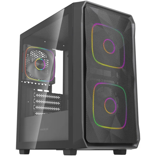 Корпус Powercase Mistral SM06 ARGB (CMMSM06B-A3), Tempered Glass, 3x120mm ARGB PWM fans, чёрный, mATX