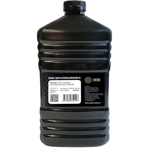 Тонер Cactus CS-TBRCHUBK-500 черный флакон 500гр для принтера Brother Color Universal TN-230/241/213/217/320/421