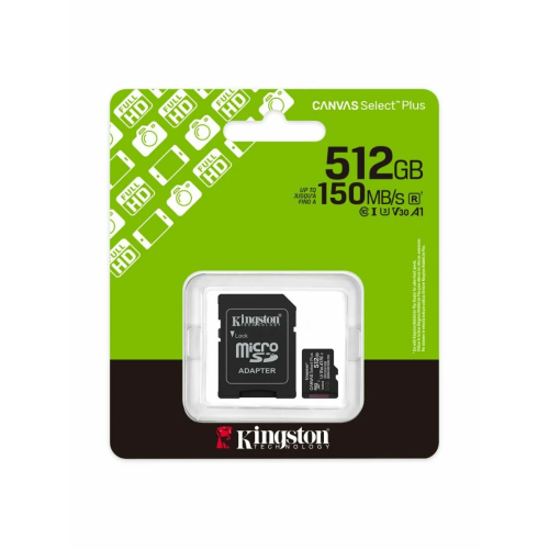 Карта памяти Kingston Canvas Select Plus Gen3 SDS3/512GB SDXC 512GB, 150MB/s C10 UHS-I U3 V30