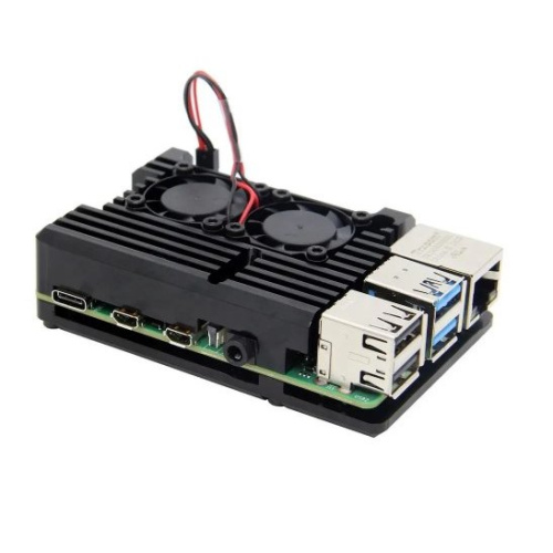 Корпус ACD RA503 Aluminum Case with Double Fans for Raspberry Pi 4B, Black