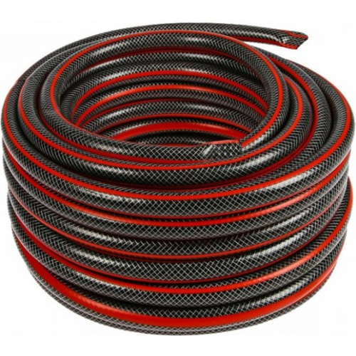 Шланг поливочный Вихрь 73/7/2/10 ПВХ усиленный премиум,пищевой трехслойный армированный 1/2, 25м (чёрн-красн)