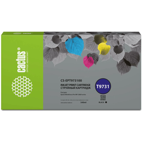 Картридж Cactus T9731 (CS-EPT973100) струйный черный (540мл) для Epson WorkForce WF-C869RD3TWFC/WF-C869RDTWF