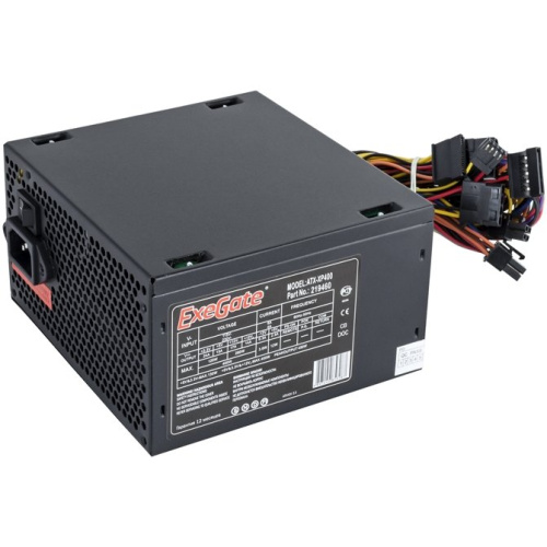 Блок питания Exegate EX219459RUS XP400, ATX, black, 12cm fan, 24+4pin, 3xSATA, 1xFDD, 2xIDE