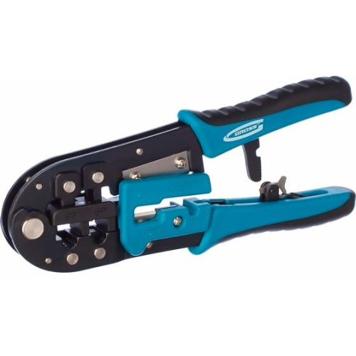 Клещи обжимные GROSS 17719 для телефонных и компьютерных клемм RJ-45, 6P, 8P и RJ-11/12, 6P, 8P