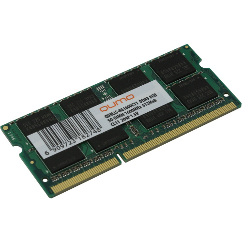 ОЗУ Qumo QUM3S-8G1600C11R SO-DIMM 8GB DDR3-1600 PC3-12800, CL11, 1.5V, retail