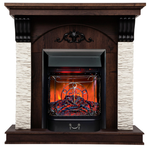 Электрокамин RealFlame Corfino NT орех с очагом Majestic Lux Black RC