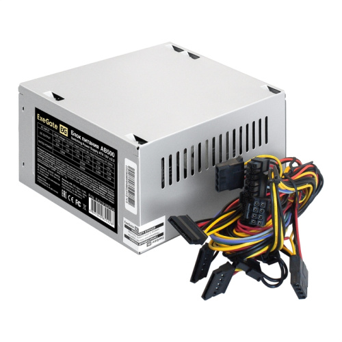 Блок питания Exegate AB500 EX219185RUS-PC 500W (ATX, PC, 8cm fan, 24pin, 4pin, 3xSATA, 2xIDE, кабель 220V в комплекте)