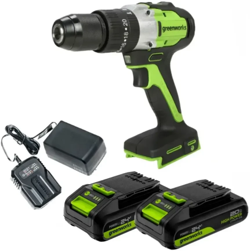 Дрель-шуруповерт Greenworks GD24DD60 (3704107CUC) с АКБ и ЗУ