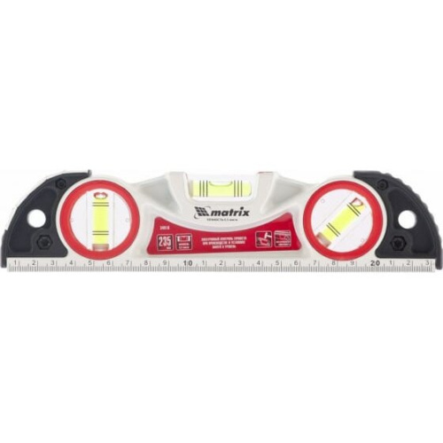 Уровень алюминиевый Matrix 34910 литой, фрезерованный, 3 глазка, две ударные площадки, 235мм