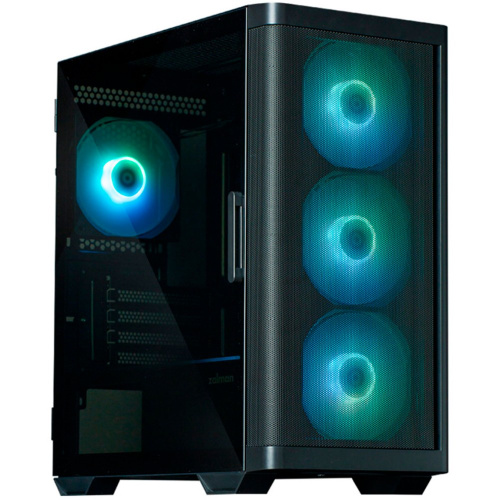 Корпус ZALMAN M4, MATX, Black, Window, 1xCombo (3.5'' or 2.5''), 1x3.5", 2x2.5", 1xUSB2.0, 2xUSB3.0, Front 3x120mm ARGB, Rear 1x120mm ARGB