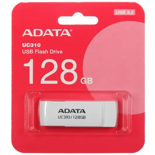 USB-флешка A-DATA UC310 (UC310-128G-RWH) , 128GB, USB 3.2, белый