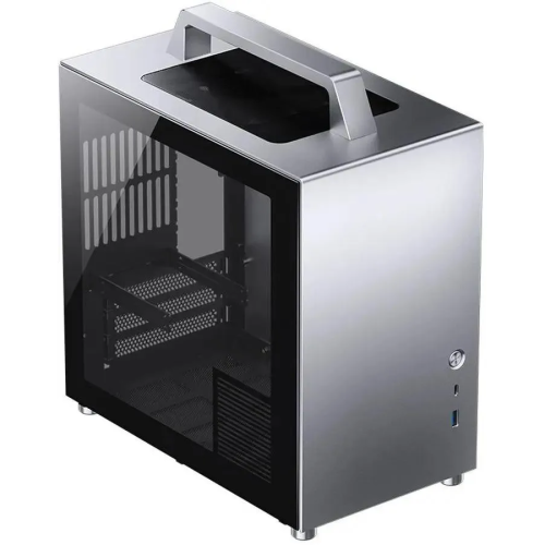 Корпус Jonsbo T8 Plus Silver без БП, боковые панели из закаленного стекла, mini-ITX, серебристый