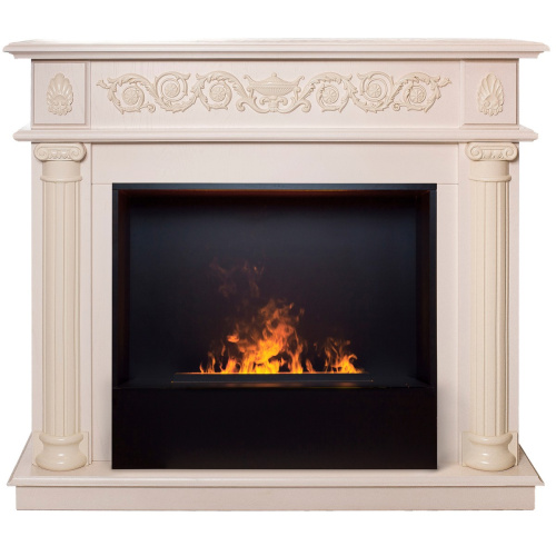 Электрокамин RealFlame Attica WT айвори с очагом 3D Cassette 630 Black Panel