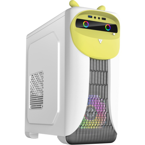Корпус GameMax Cute Owl W-Y без БП (Midi Tower, ATX, Бело-желтый, 1*USB3.0 + 2*USB2.0, 2*120мм)