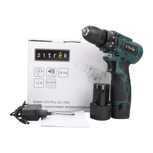 Дрель-шуруповерт Zitrek Green 12V Plus (085-1014) аккумуляторная с АКБ и з/у
