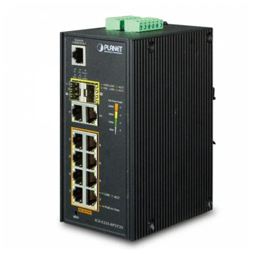 Коммутатор Planet (IGS-5225-8P4S) PoE для монтажа в DIN-рейку IP30 Industrial L2+/L4 8-Port 1000T 802.3at PoE+ 4-port 100/1000X SFP Managed
