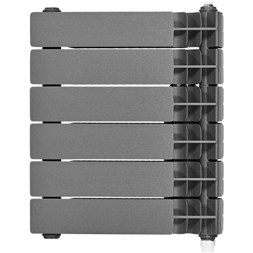 Биметаллический радиатор отопления Stout Titan Ventil 350 6 секций нижнее правое подключение графит RAL 7024