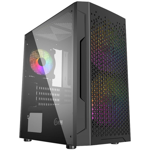 Корпус Powercase CMIMZB-L3 Mistral Micro Z3B Mesh LED, Tempered Glass, 2x 140mm + 1х 120mm 5-color fan, чёрный, mATX (CMIMZB-L3)
