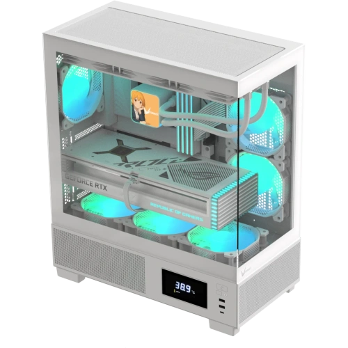 Корпус Formula V Line Crystal E1 White, ATX, Type-C*1, USB3.0*2, Switch Display Panel