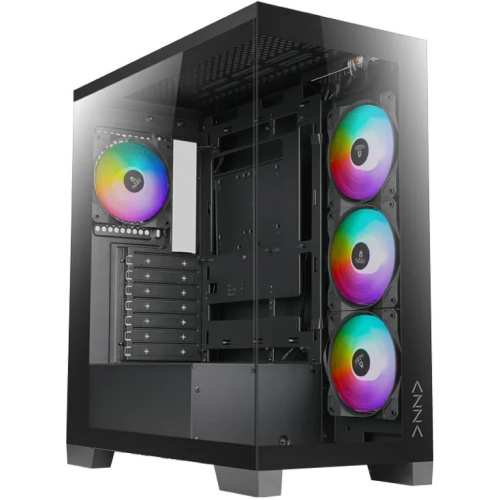 Корпус Azza Cove черный (CSAZ-570B Cove) без БП ATX 4x120mm 1xUSB2.0 1xUSB3.0 1xUSB3.1 audio bott PSU