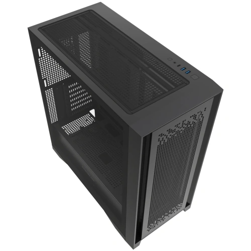 Корпус Powercase ByteFlow Pro (CH9GPB-F0), Black, Tempered Glass, Type-C, W/O fans, чёрный, E-ATX