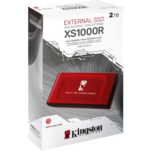 SSD Kingston XS1000 (SXS1000R/2000GA) 2TB, V-NAND, USB 3.2 Gen 2х2 Type-C R/W - 1050/1000 MB/s красный