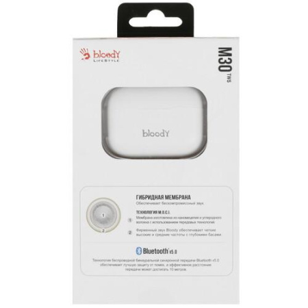 Наушники TWS A4Tech Bloody M30 белый