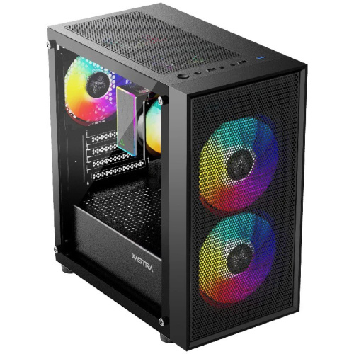 Корпус XASTRA A305M 3FRGB Black (A305M-2FC14F-1FC12F) mATX/Mesh/ tempered glass / 2x140mm + 1x120mm FRGB fans
