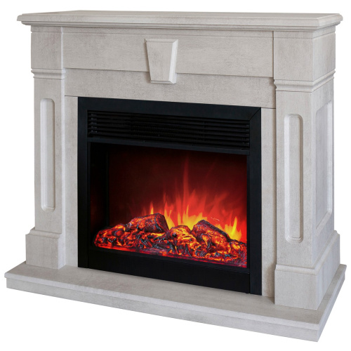 Электрокамин RealFlame Kellie 25,5/26 WT цвет белый камень с очагом Moonblaze Black