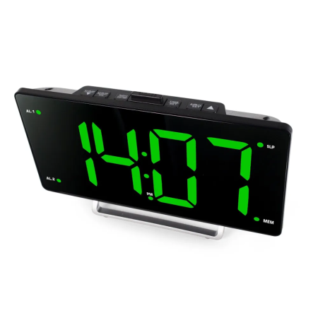 Радиобудильник Hyundai H-RCL246 черный, подсветка зеленая
