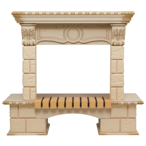 Портал каминный из МДФ RealFlame Bolero, МДФ, белый дуб с золотой патиной