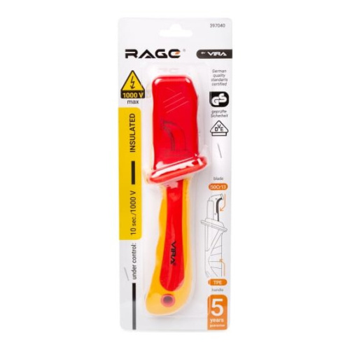 Нож монтерский VIRA Rage 397040 диэлектрический с пяткой 1000В (VDE)