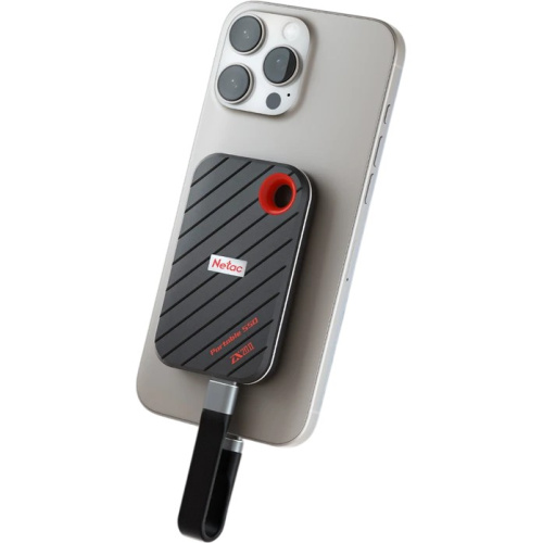 Внешний SSD Netac ZX20 II 512GB (NT01ZX20II-512-32BK) USB 3.2 Gen2 Type-C, R/W up to 2000MB/1800MB/s, with USB C to A cable and 20Gbps USB C to C