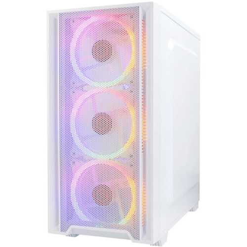 Корпус Ginzzu CL640 mATX Fan 4*12FRGB передняя панель сетка белый