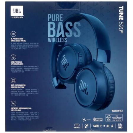 Беспроводные наушники JBL Tune 520BT синий