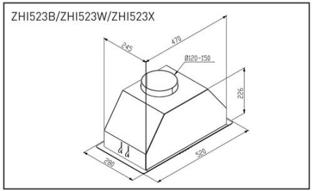 Вытяжка полновстраиваемая ZUGEL ZHI523B черный