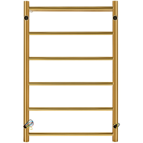 Электрический полотенцесушитель Stout Jazz Round 80*50 Золотой Хром 585 с полкой