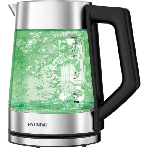 Электрочайник Hyundai HYK-G4402 черный и серебристый