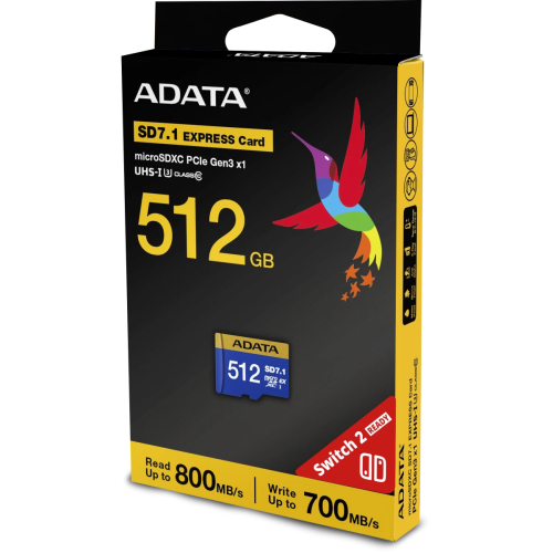 Карта памяти A-DATA UD512GEX3L1-C microSD 512GB Premier Extreme microSDXC SD7.1 Express card Class 10 UHS-I U3 V30S 800/700 MB/s