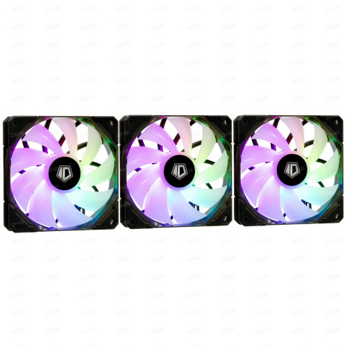 Вентилятор ID-COOLING TF-12025-Pro-ARGB Trio (3 in 1) 120x120x25мм (PWM, резиновые углы, ARGB, 500-1800об/мин) Box