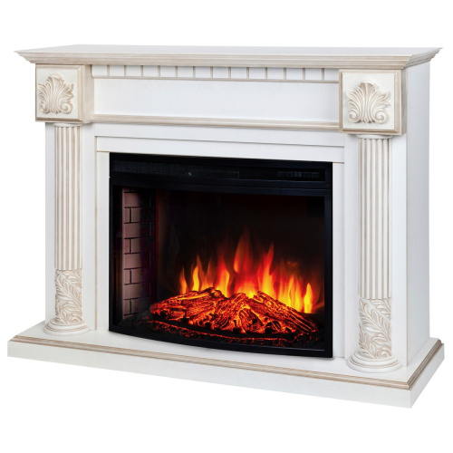 Электрокамин RealFlame Imperia 26/33 WT белый дуб с золотой патиной с очагом Firespace 33 S IR