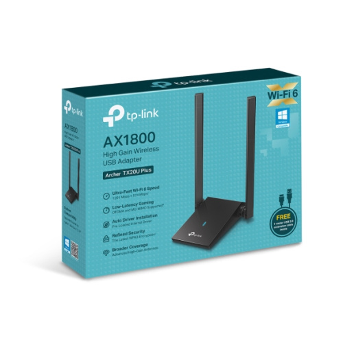 Сетевой адаптер TP-Link (Archer TX20U Plus) AX1800/USB 3.0/WiFi (ант.внеш.несъем.) 2ант.
